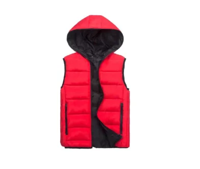 JACKETOWN Six Colors Sleeveless non Detachable Hood Spray-bonded Wadding Cotton Polyester Filled Waistcoat Man Duck Down V