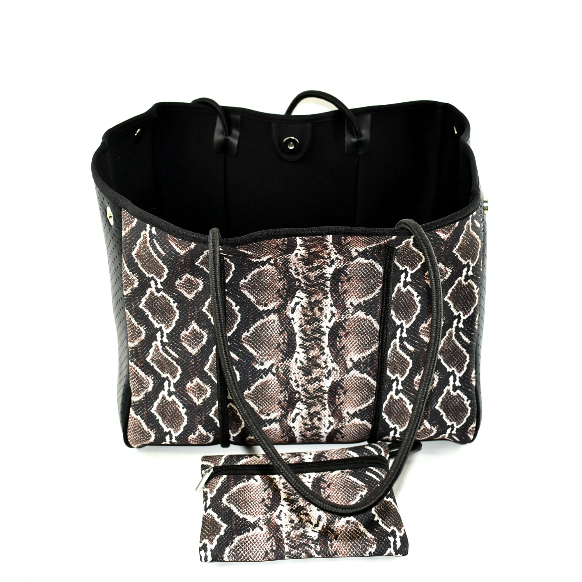 Custom Neoprene Cobra Prints Beach Bag With Small Bag Portable Fashion Tote Bag Custom Color or Logo