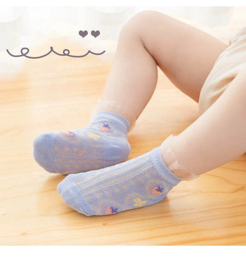 Super thin bow-knot baby socks girls baby lace mesh socks for summer