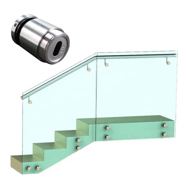 
UNIKIM Tempered Railless Glass Stair Railings Glass Wall Mount Standoff 