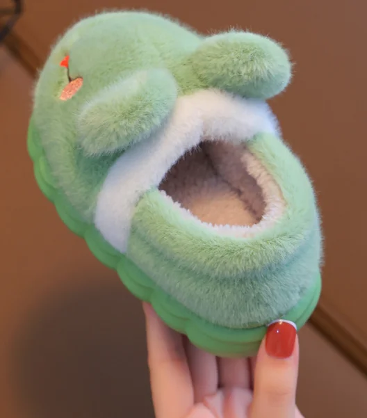 2023 Animal Cute Winter Thickness Warmth Anti Cold Kids Indoor Cover Heel Cotton Kids Fur Slipper