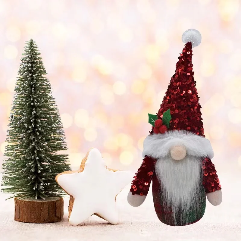New Christmas decorations sequins Red Hat Christmas faceless doll ornaments Christmas decorations