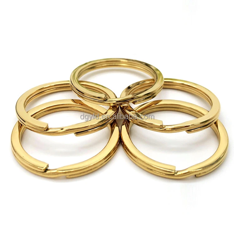 18K Gold Steel Key Rings Flat Split Keychain Strong Keyring for Car Home Large Metal Dog Ring Tag Lanyards School Office DIY