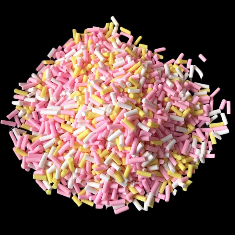 1kg Slime Fake Cake Decoration DIY Crafts Filler Long Polymer Clay Candy Sprinkles