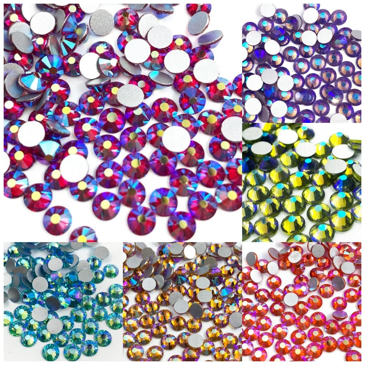 Factory Wholesale 14400pcs SS3-SS30 Non Hot Fix Nail Rhinestones Pink AB Glass Flat Back Nail stone For 3D Nails Art