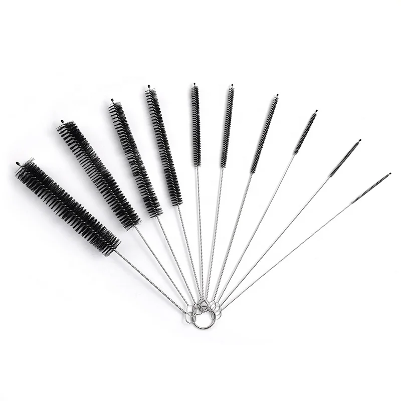 10pcs Nylon Tube Brushes Kit Nylon Skinny Pipe Tube Cleaner Set for Drinking Straws / Glasses / Keyboards / Jewelry Cleaning