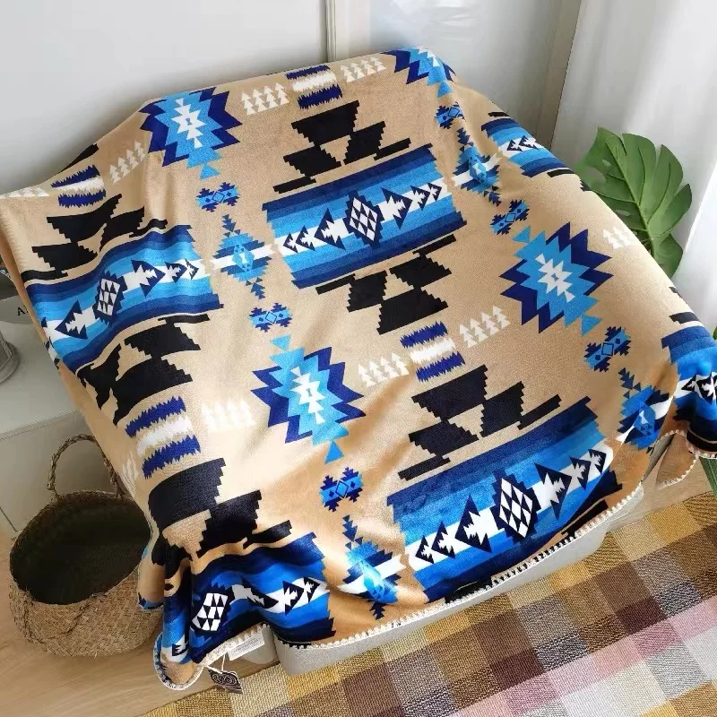 Wholesale price soft Bohemia  aztec print fleece flannel throw blanket