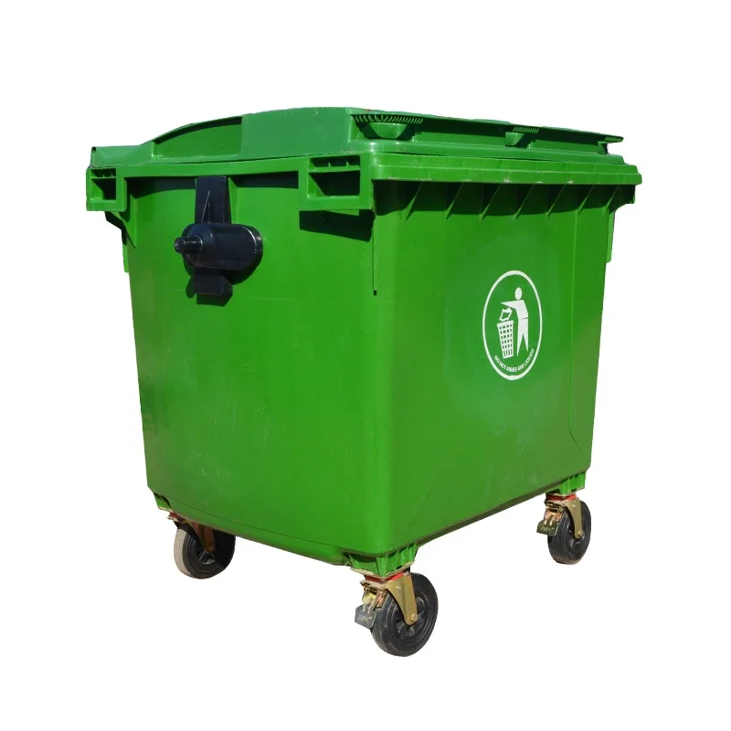 1100L big capacity waste container plastic dumpster garbage container with lid and wheels