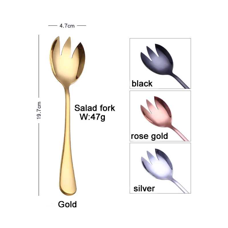Colorful Wedding Party Dinner Ice Cream Coffee Dessert Flatware Salad Servers Spoon And Fork Set Stainless