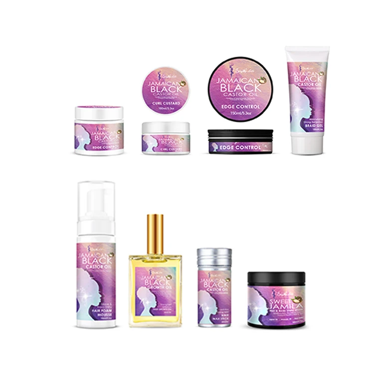 Натуральный органический Африканский набор для контроля краев, натуральное касторовое масло, набор для ухода за вьющимися волосами и укладки для черных женщин 4C