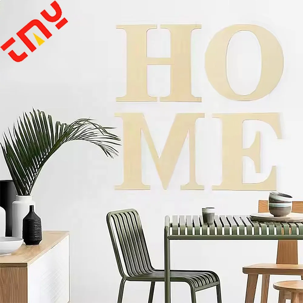 Laser Cut Decorative Number Wood Craft Unfinished 3D Large Wooden Alphabet Letters For Wall Decor