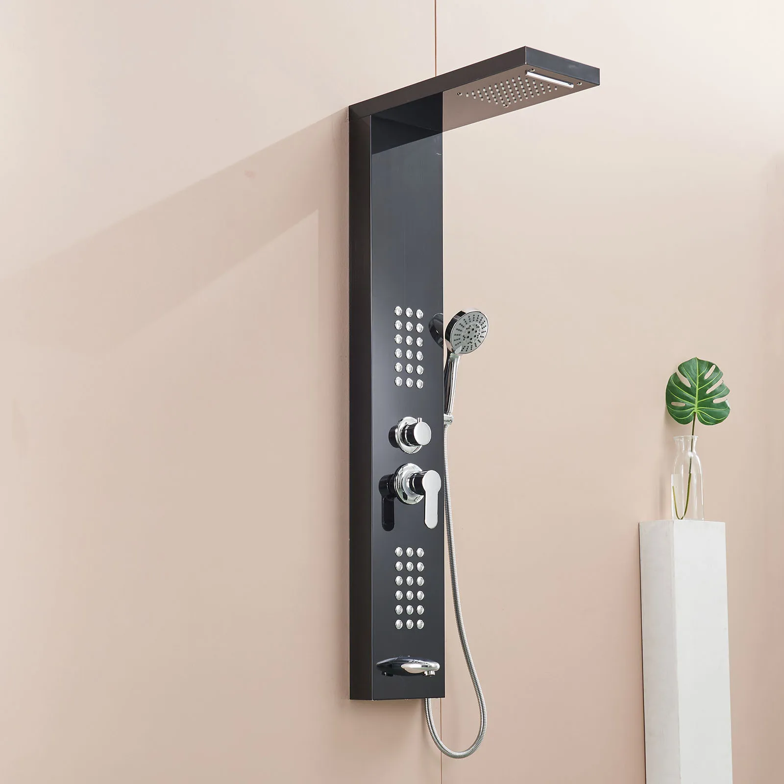 Fapully Modern Hotel Duchas Stainless Steel Massage Spa Rain Bathroom Wall Mount Shower Column Screen Panel Mixer Faucet System