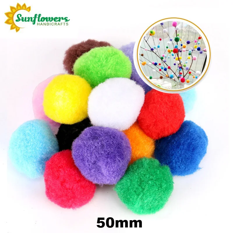 2 inch 50mm very large assorted pom poms for kids craft diy