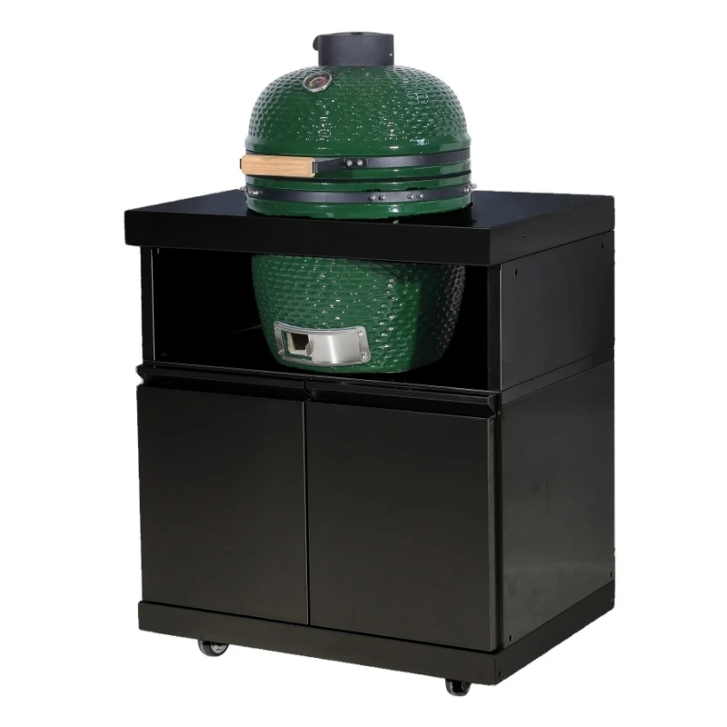 18 inches Kamado BBQ Cabinet Egg Green Charcoal Barbecue outdoor kitchen ceramic kamado grill With Stainless Steel 304 Cabinet