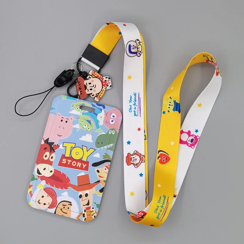 Card Holder Cute Cartoon Monster Sponge Alien Buzz Light Lanyard Anti-Lost Name Badge Bus Work ID Card Case with Lanyard Custom