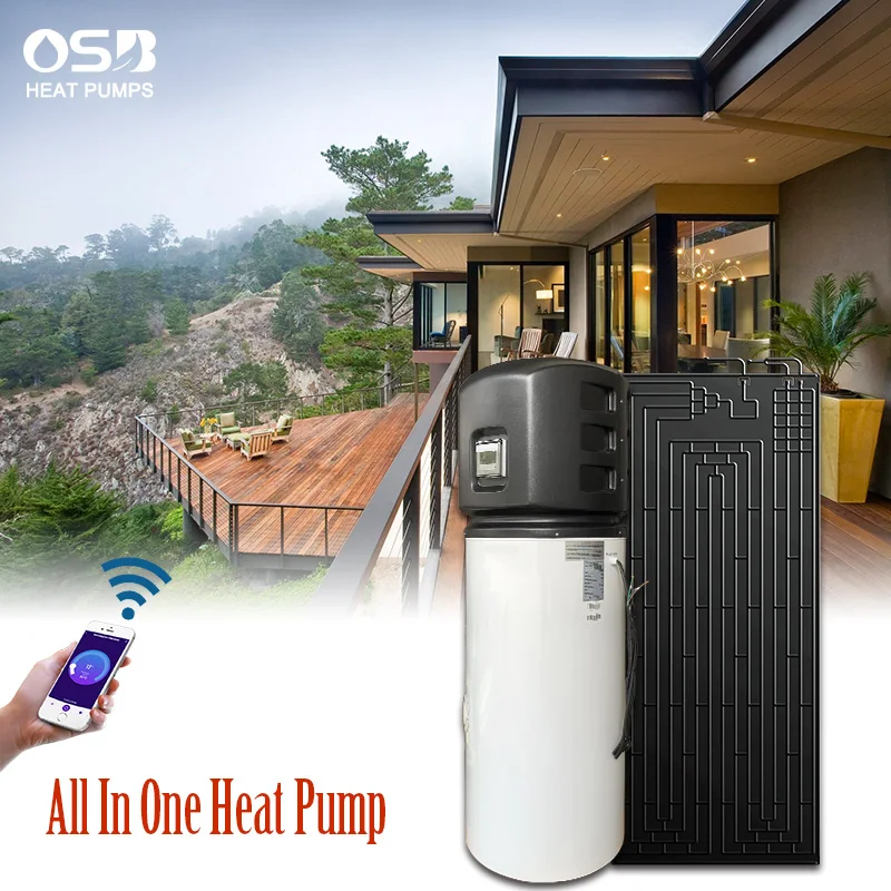 100-400L air source  all-in-one heat pump water heater with dhw tank with solar panel wifi function