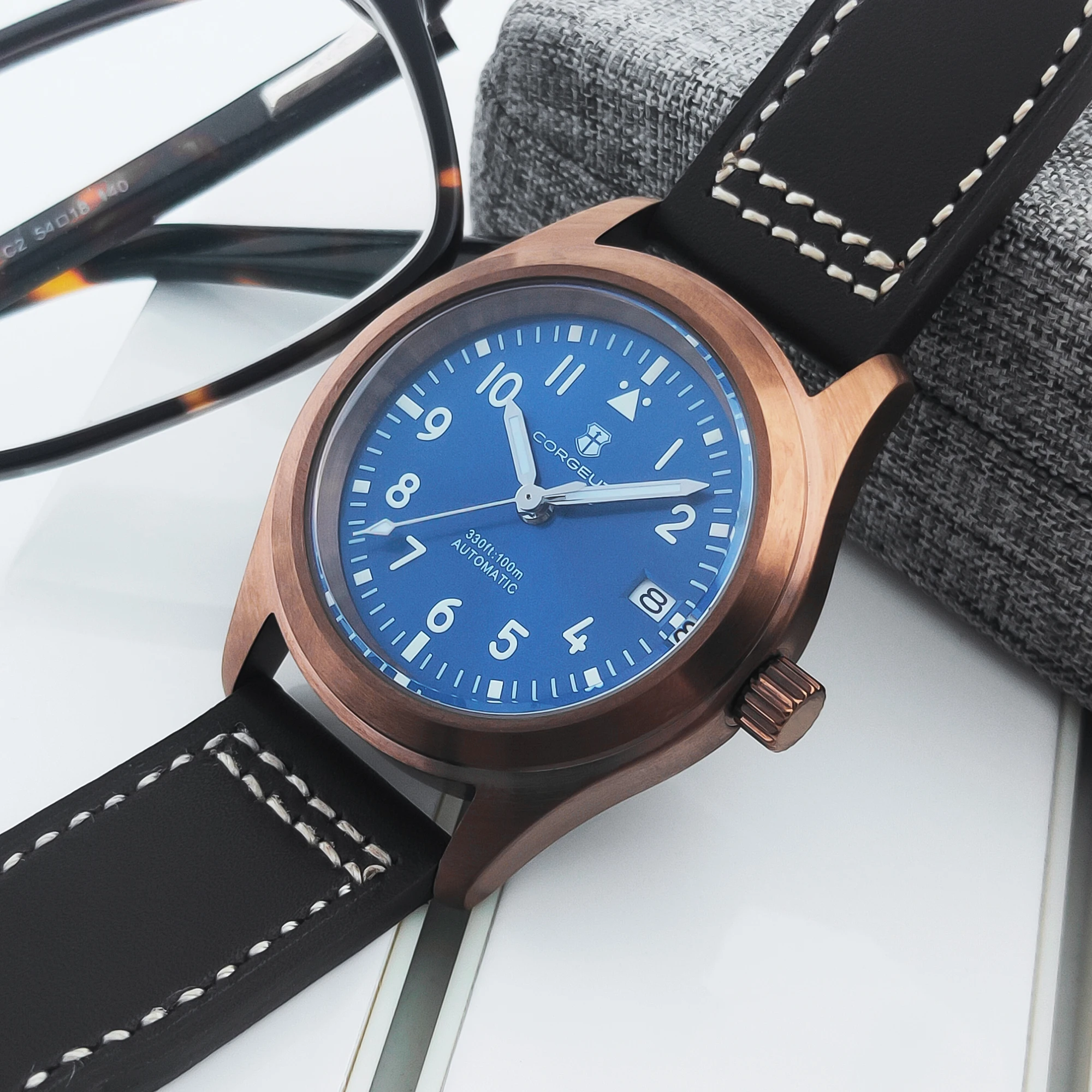 CORGEUT 36mm 39mm Sapphire Leather Strap Luminous 10 ATM Watch NH35A Custom Logo Prince Automatic Men Mechanical Watches