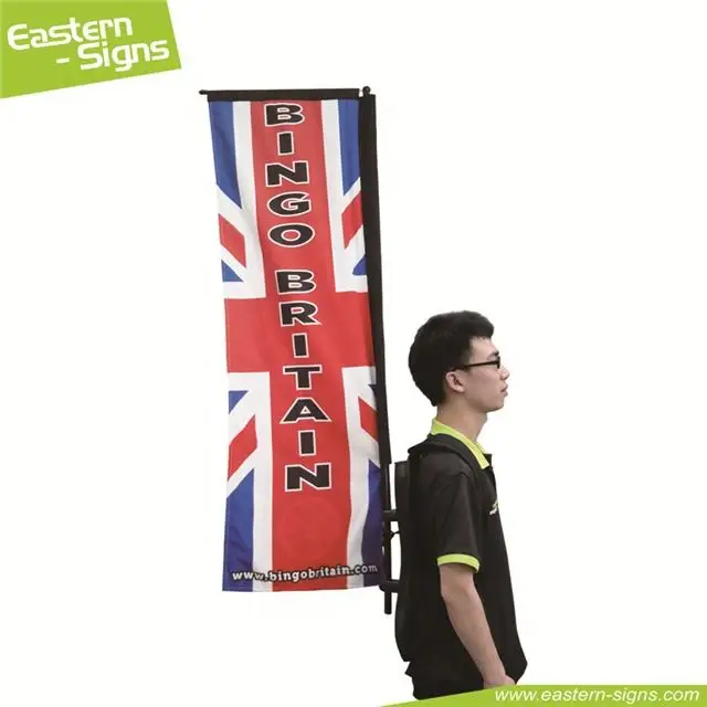 Wholesale Backpack Flag Pole Kit Advertising Teardrop Feather X Shaped Custom Printed Double Sided Backpack Flag Banner