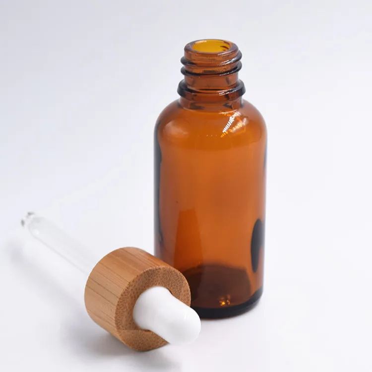 18mm caliber oil bottle white rubber head bamboo wooden Childproof dropper cover contains bottle