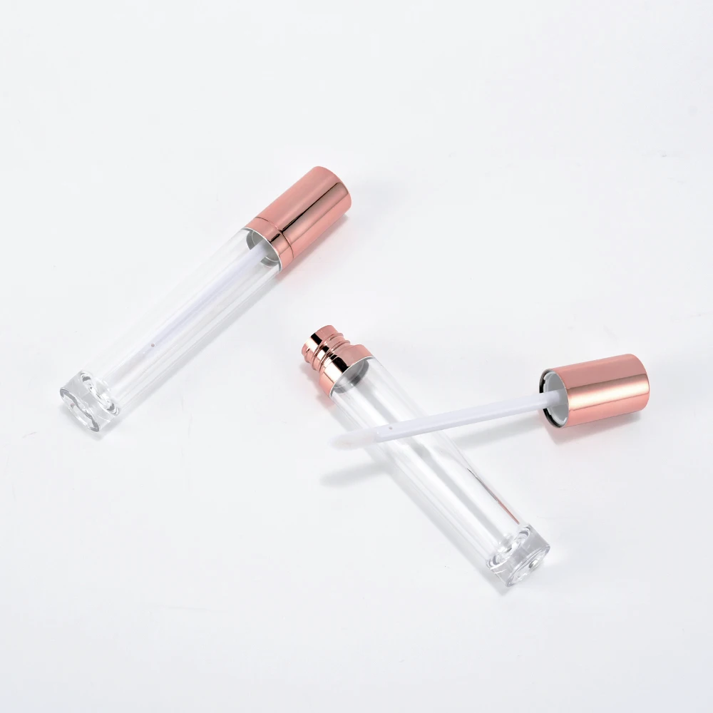 3.5ml in stock wholesale liquid lipstick container transparent cap bronze/rose gold color round lip gloss tubes
