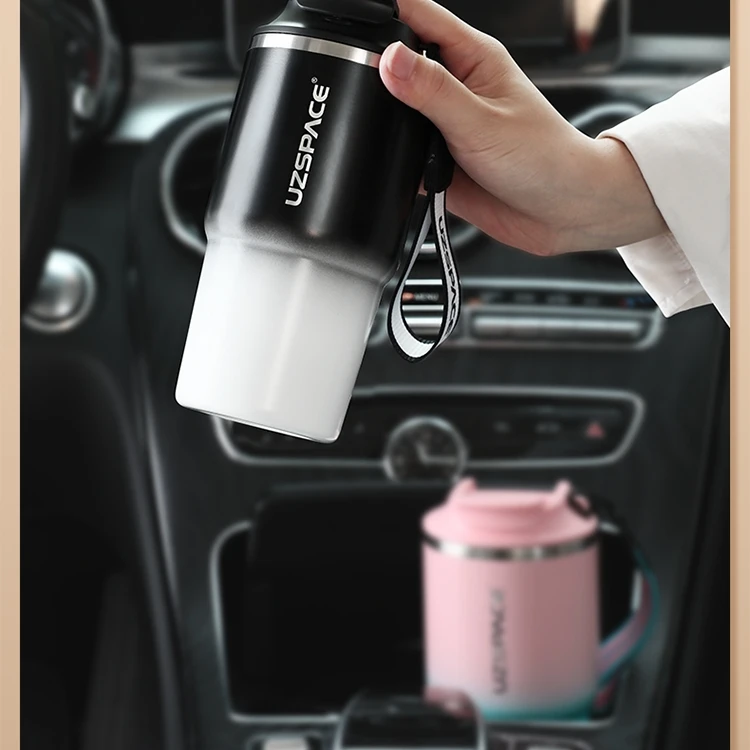 UZSPACE Customised Wholesale Portable Bulk Multi-Colored Aesthetic Heat Modern Souvenir Thermo Insulated Coffee Mugs with Lid