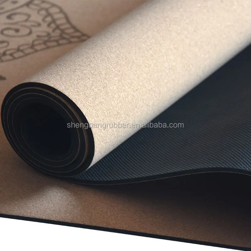 Hot Sale Natural Rubber Eco Friendly Anti-slip Safe Cream-coloured Durable Cork Custom Thick Eco Yoga Mats