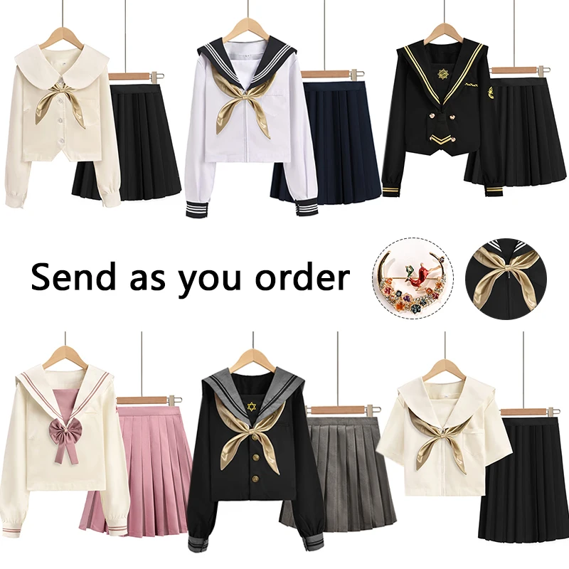  High Quality japanese Jk Uniform Pleated Skirt Soft Sister Sailor Suit College Style Japanese School Girl for