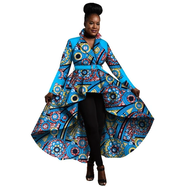 Wholesale African Trench Coat for Women African Tops Clothing Africa Print Outfits Dashiki Office Outwear Plus Size WY1266