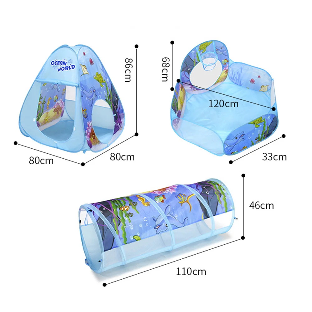 Portable 3 In1 Baby Tent, Kid Crawling Tunnel Play Tent House Ball Pit Pool Tent For Children Toy Ball Pool Ocean Ball Holder Se