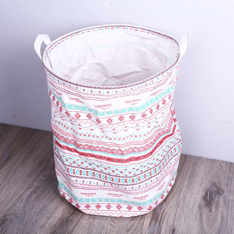 Wholesale  Laundry Basket Hamper Cotton Fabric Laundry  Nursery Toy  Storage Basket for Clothes Storage