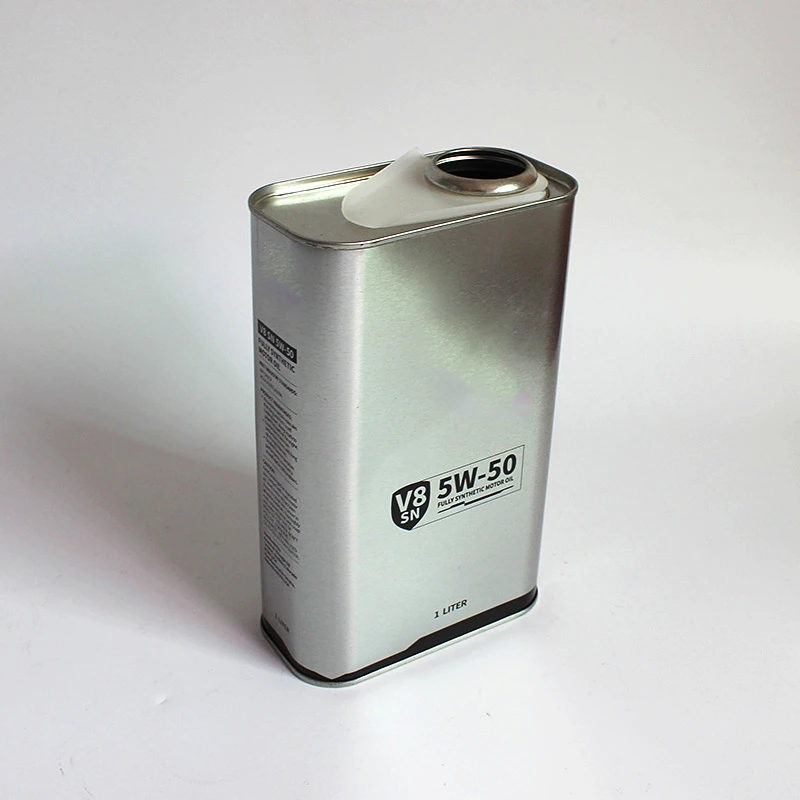 Factory Price 1 Litre ATF Tin Motor Oil Cans with Japan Style Metal Squeeze Cap with Plastic Spout