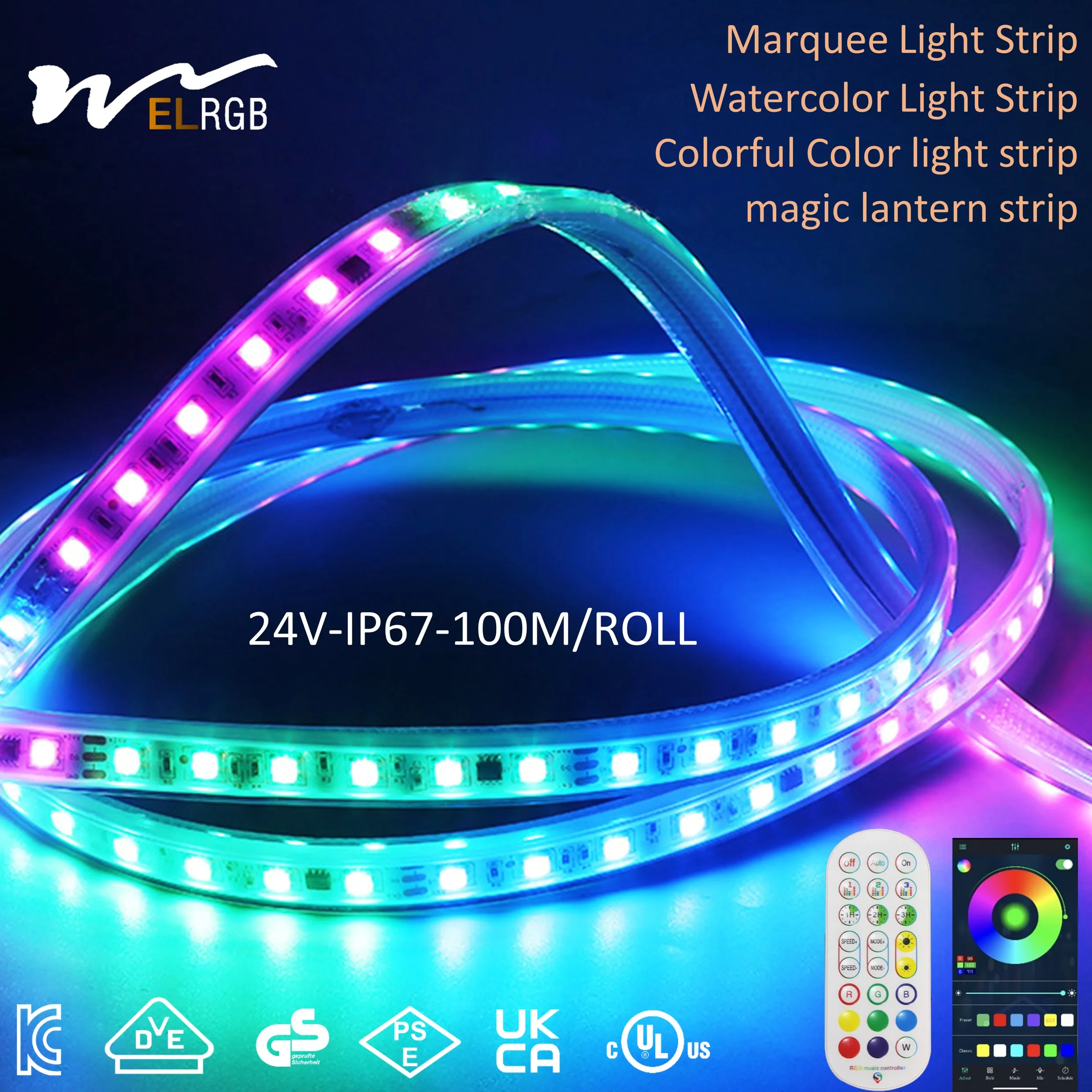 led strip 110V-220V Marquee Outdoor Watercolor LED Light Strip Colorful & Flashing Signboard  Color-Changing Color Light Strip