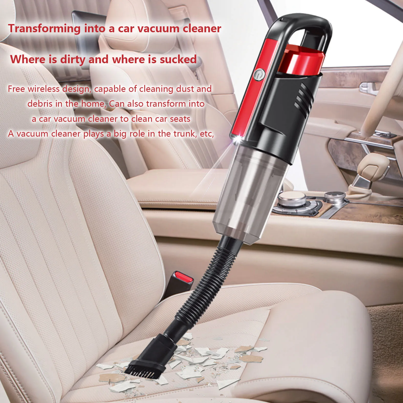 Wireless Portable Vacuum Hand held Cordless Cleaner 2 in 1 for Car 5kpa