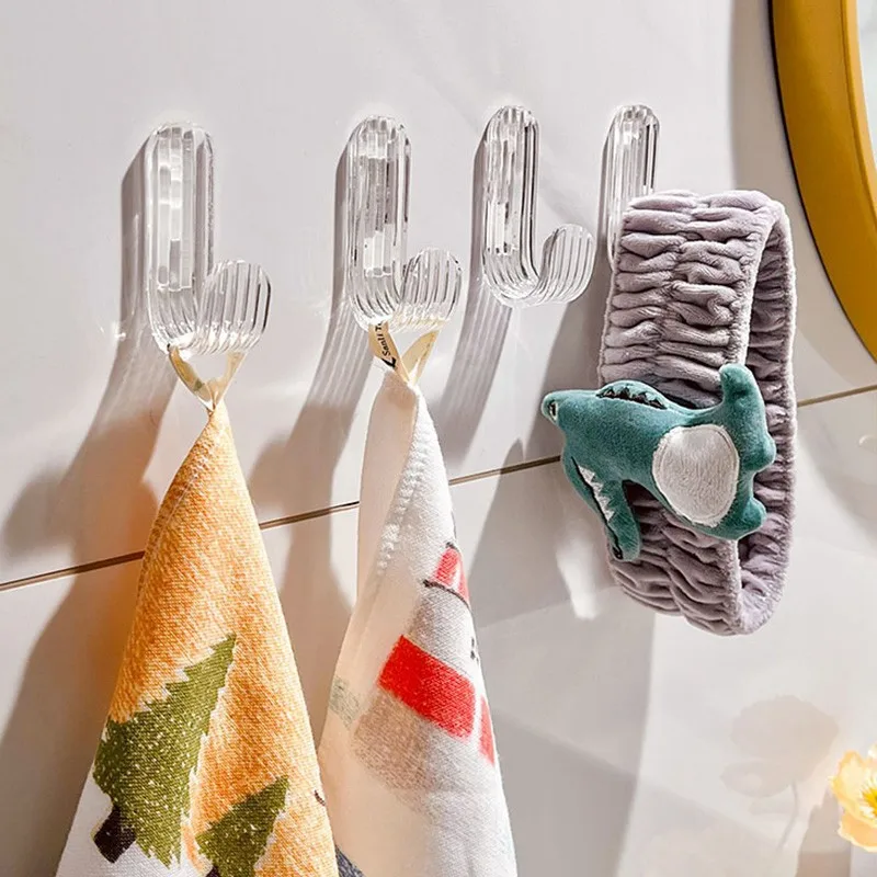 Plastic light luxury transparent traceless hook paste strong wholesale door back bathroom perforation-free acrylic novelty hooks