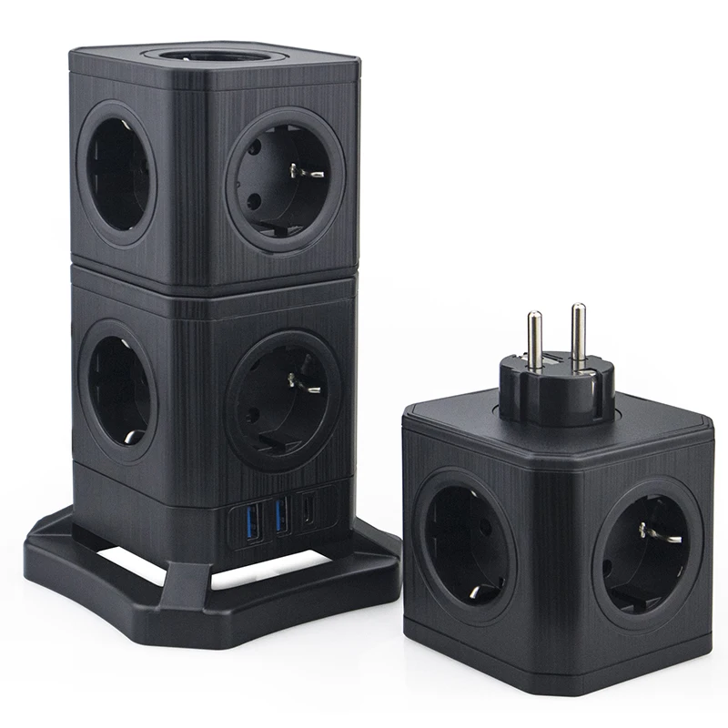 AC Outlets Plug independent Control Switches 2m Extension Cord USB Electrical Tower Socket