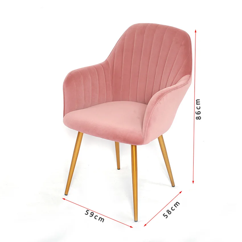 Factory direct pink velvet upholstered modern french luxury dining chair