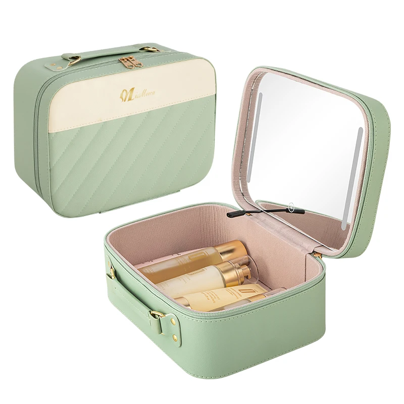Espejo Decorativo Espejo Con Luz Cosmetic Case With Mirrors Sets Professional Compact Lighted Makeup Bag Mirror