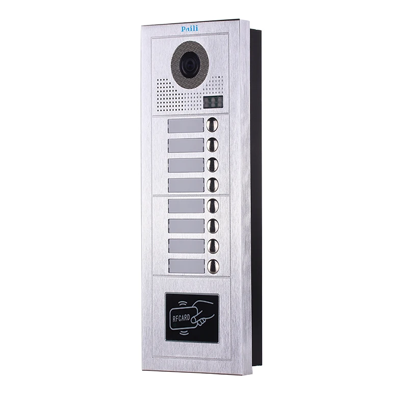 2 wire 7 inch multi apartments video intercoms with 8 buttons for 8 family video door phone  apartment building