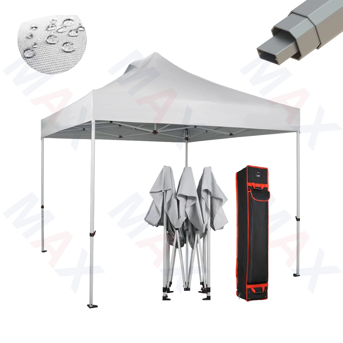 Maxcanopy Waterproof Trade Show Aluminum Frame With 600D Oxford Fabric Portable Tent White Canopy with walls