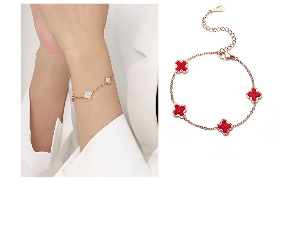 High Quality 18k Gold Plated Bangle Famous Mix Colors Leaf Zircons Female Wholesale Bracelets Stainless Steel Bracelet Jewelry