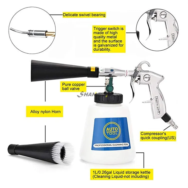 High pressure Bearing tornado gun/1000 ml car Interior wash air pulse gun/ tornado air cleaning gun