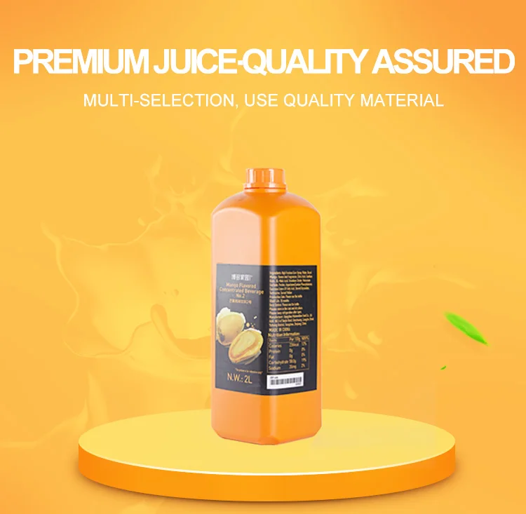 High Quality Mango Flavoured Syrup mango juice Concentrates for Bubble Tea Fruit Tea Fresh Made Drinks 2 Litres