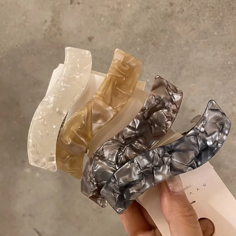 Акриловая заколка для волос с геометрическим пластиковым мраморным узором, Женские аксессуары для волос из уксусной кислоты, красочная заколка для волос, заколка для волос