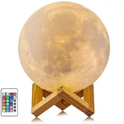 Hot selling colors changing ABS 3d printing moon table lamp