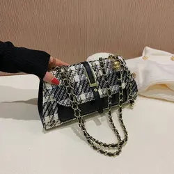 Purse Thai Bolsos PU Leather Travel Single-Shoulder Bag Fashion Trend Crossbody Bag New Style Striped Ladies Shoulder Bag