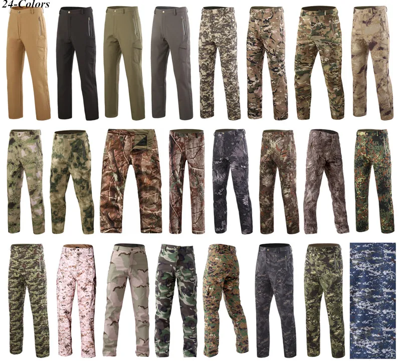 CP Black outdoor sports Men Camouflage Tactical Softshell pants hunting softshell pants