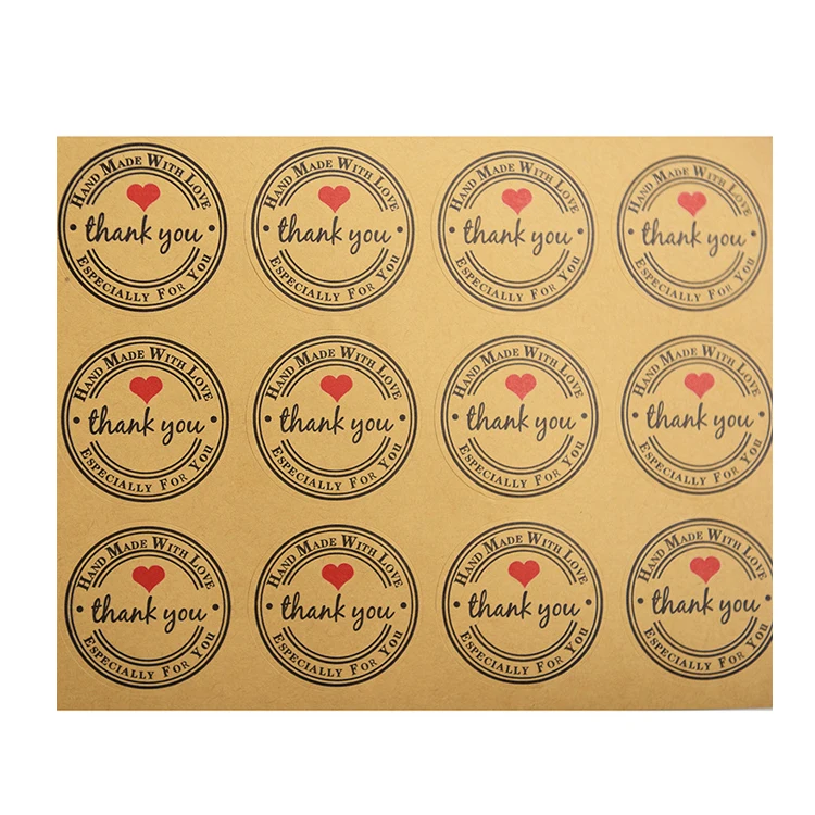 Custom Printing Gift Seal Label Kraft Paper Thank You Stickers Thank You Cards Stickers