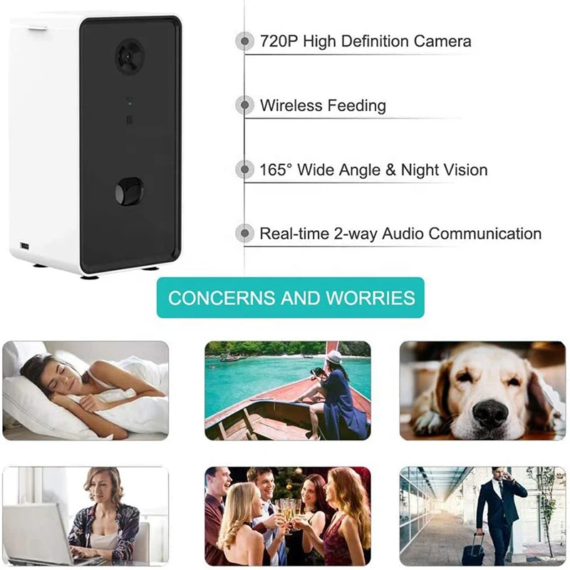Smart Pet Feeder Camera Wifi Mobile Phone App Remote Control Microchip Tuya Pet Feeder Automatic