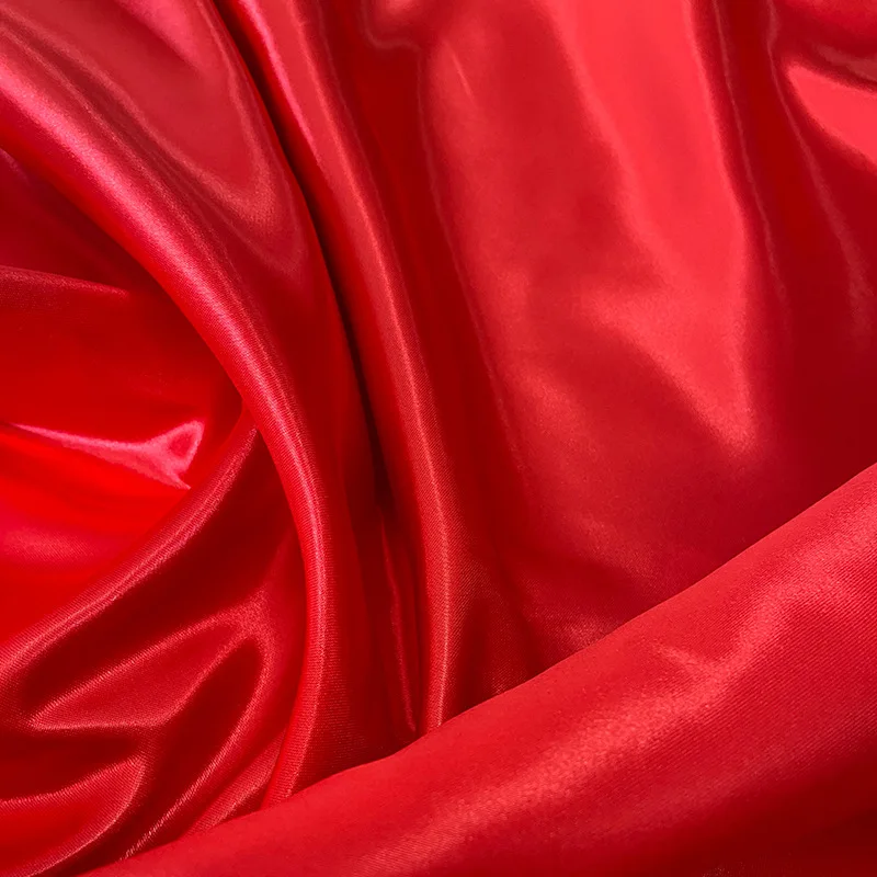 Shiny 100% Polyester 75D*300D Thick Mikado Satin Fabric for Wedding Dress