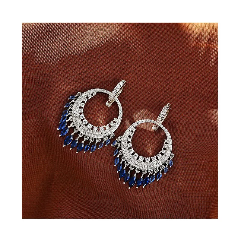 2023 Latest Zirconia Bridal Wedding Drop Earrings Luxury Women Fashion CZ Cuff Earring Cubic Zirconia Hoops Earrings 925 Silver